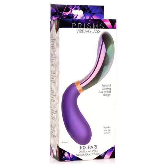 10X Pari Dual Ended Wavy Silicone and Glass Vibrator - CVN