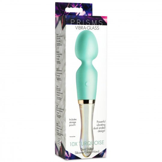 10X Turquoise Dual Ended Silicone and Glass Wand - CVN