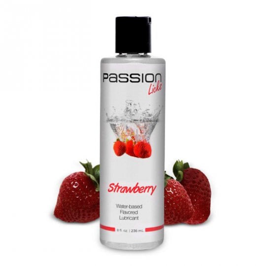 Passion Licks Strawberry water based Flavored Lubricant-8oz - CVN