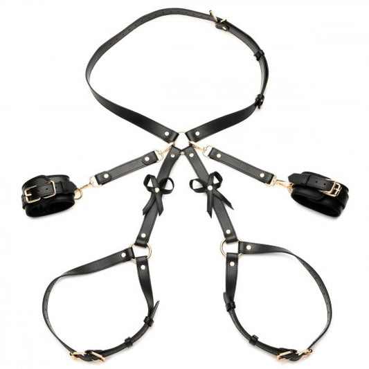 Black Bondage Thigh Harness with Bows - CVN