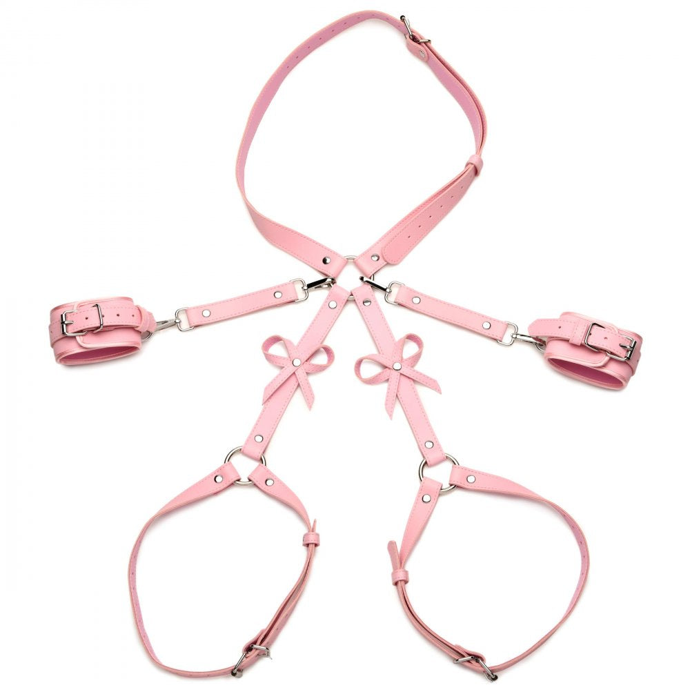 Pink Bondage Thigh Harness with Bows - CVN