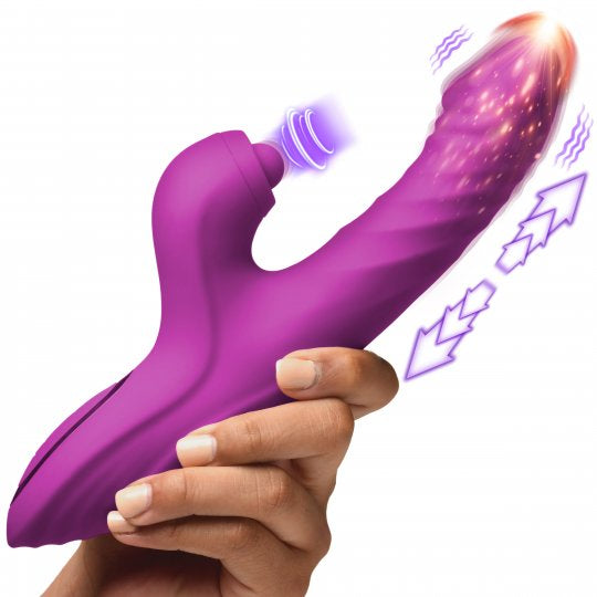 Bumping Bunny Thrusting & Pulsing Silicone Rabbit Vibrator - CVN