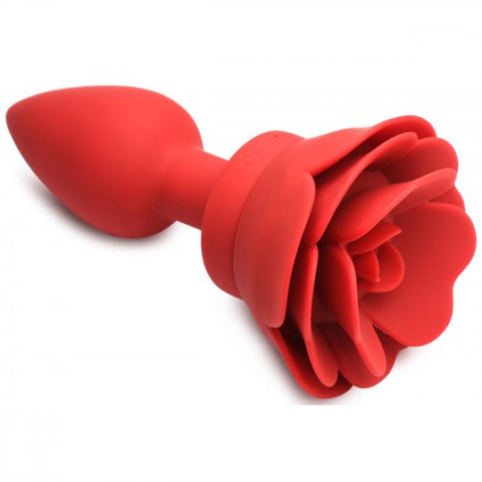 28X Silicone Vibrating Rose Anal Plug with Remote - CVN