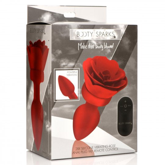 28X Silicone Vibrating Rose Anal Plug with Remote - CVN