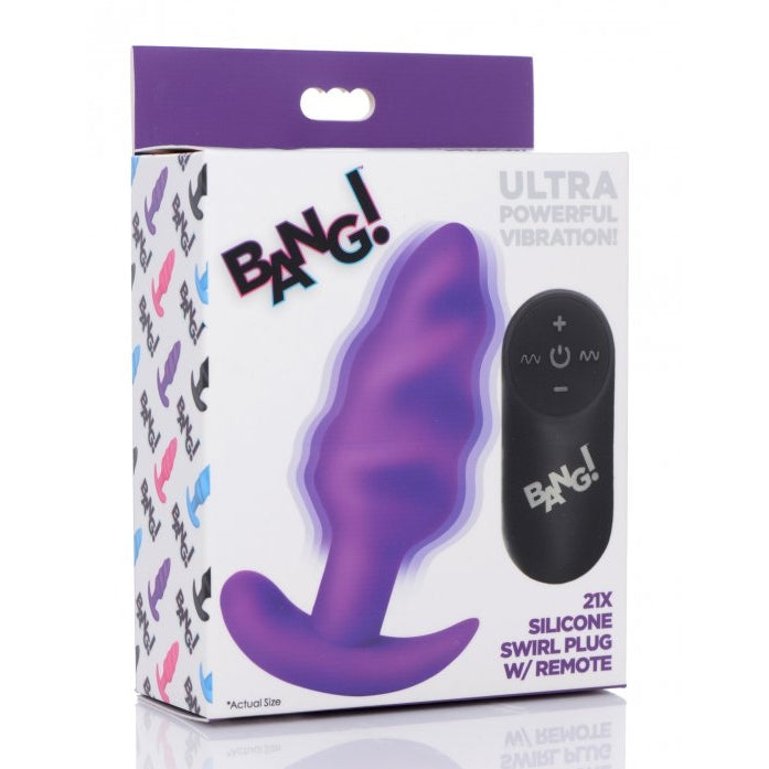 Remote Control 21X Vibrating Silicone Swirl Butt Plug - CVN
