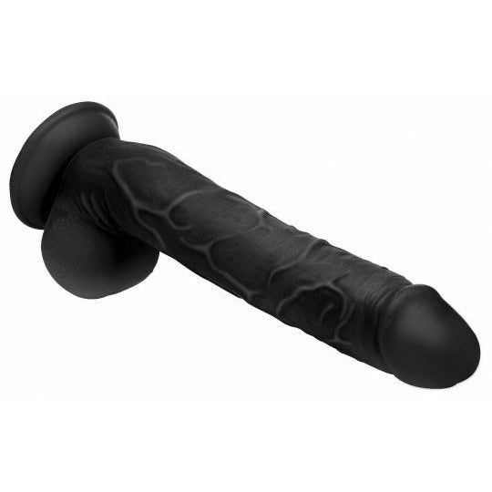 Long Logan 10 Inch Dildo with Balls - Black - CVN