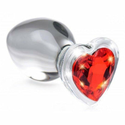 Red Heart Gem Glass Anal Plug - CVN