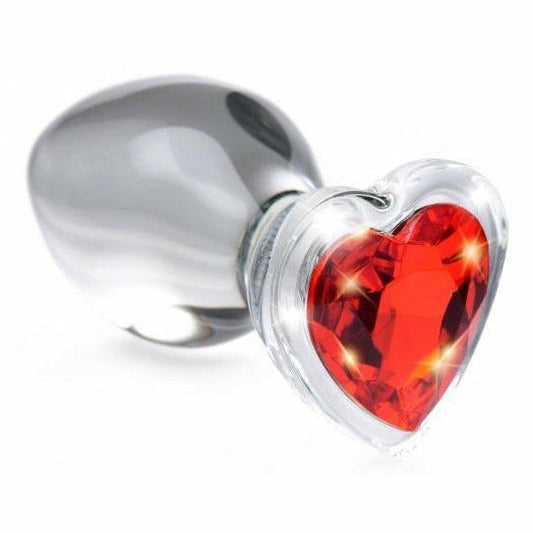 Red Heart Gem Glass Anal Plug - CVN
