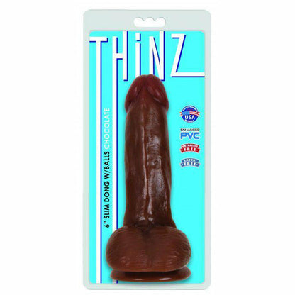 6 inch Slim Dildo with Balls-Chocolate - CVN