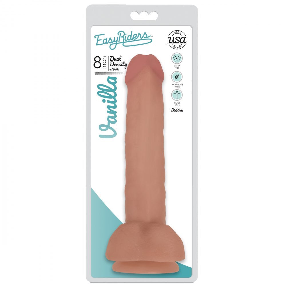 Easy Riders 8 inch Dual Density Dildo with Balls-Flesh - CVN